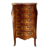 Chiffonnier Louis XV en bois et marbre