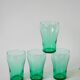 Set of 4 green glass glasses 1970