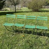 Set of 4 folding garden chairs - vintage green