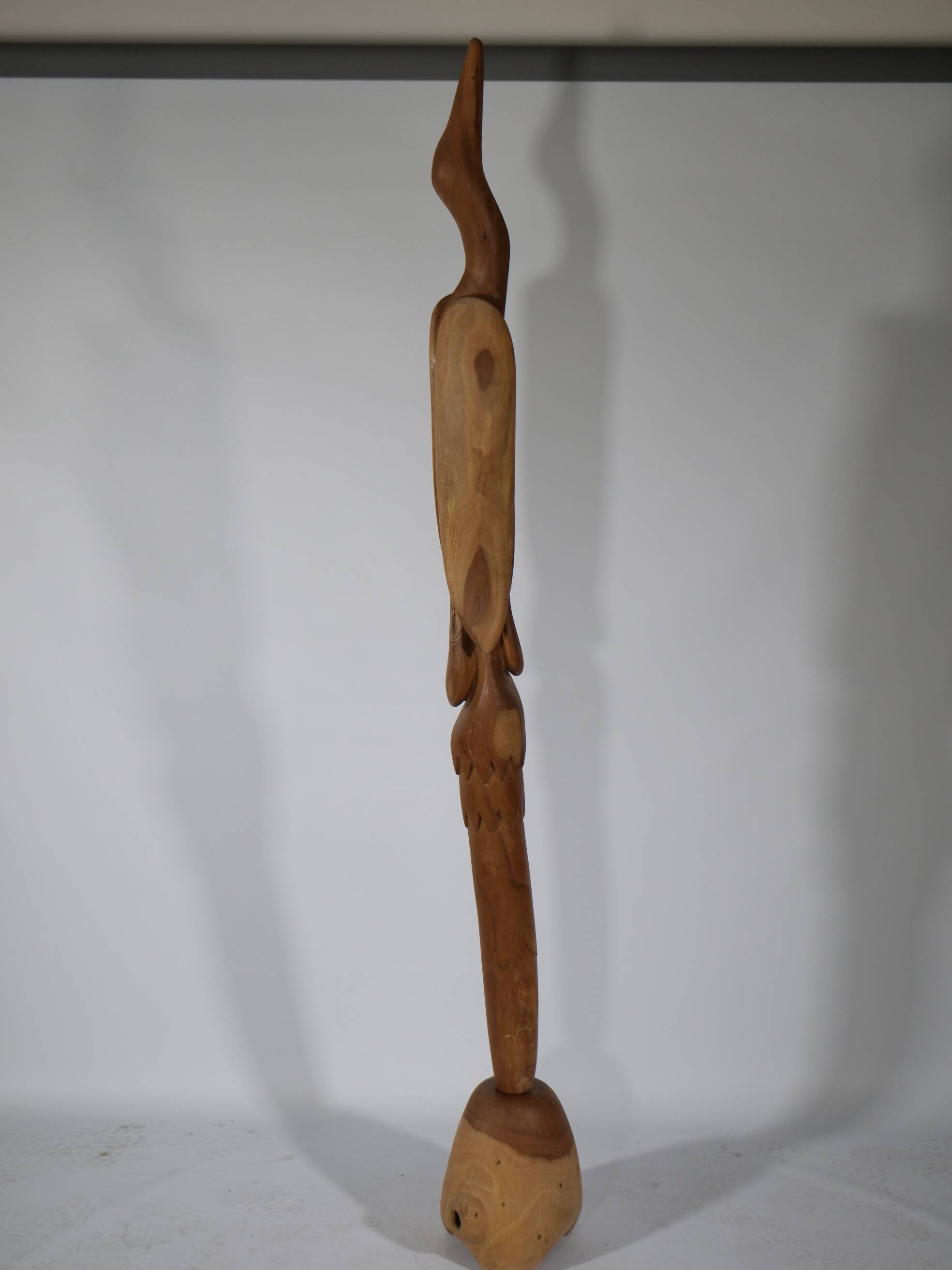 XXL Solid Teak Crane Sculpture - 1960s Design, Mid-Century Art