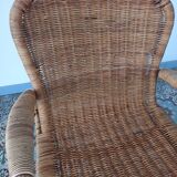 Rattan and bamboo armchair, 70s