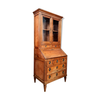 Louis XVI scriban chest of drawers functions as walnut library around 1900