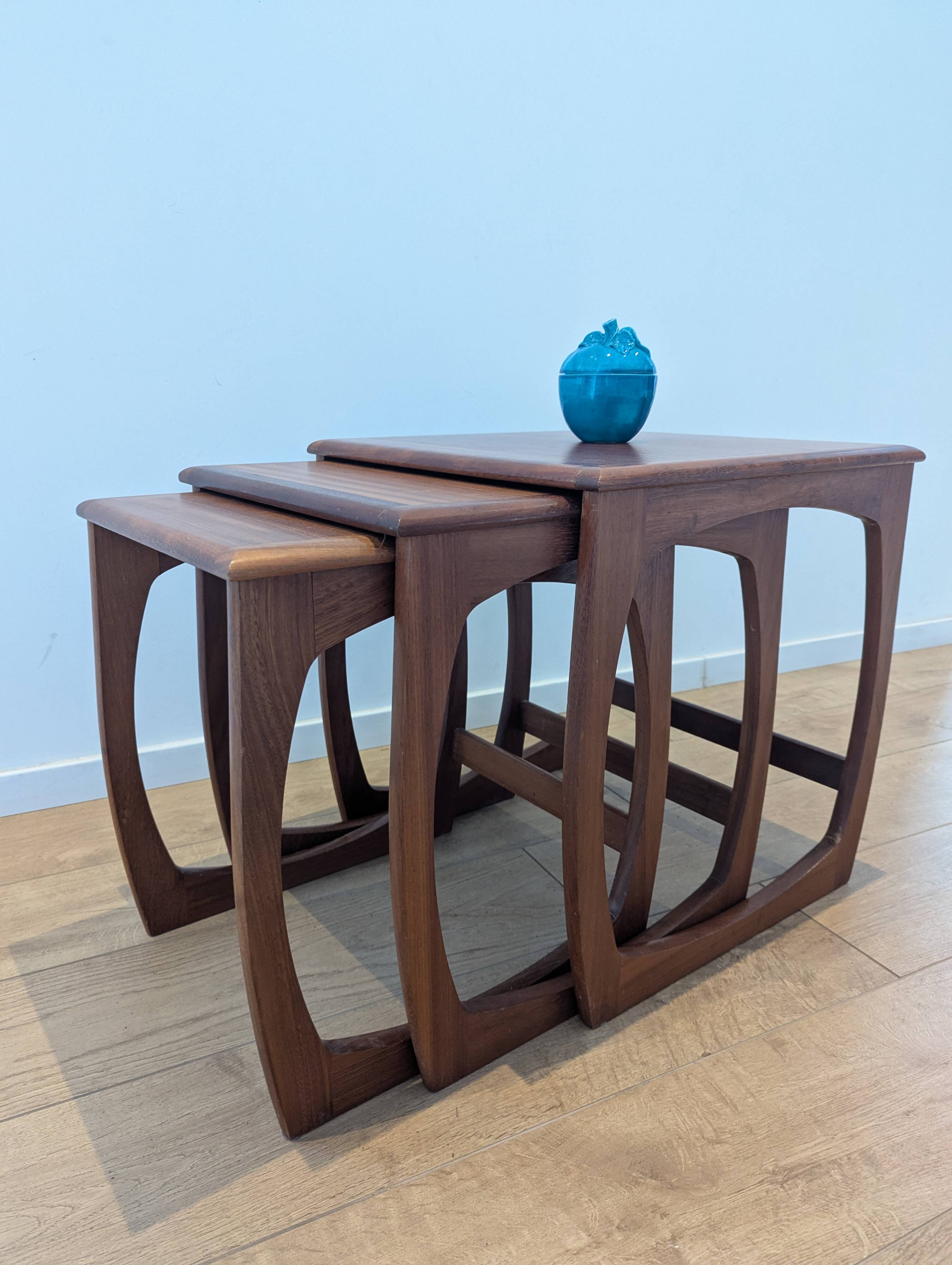 Vintage teak nesting tables Sunelm English design 1960s