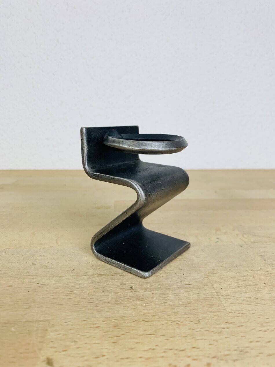 Brutalist wrought iron candlestick "Z"