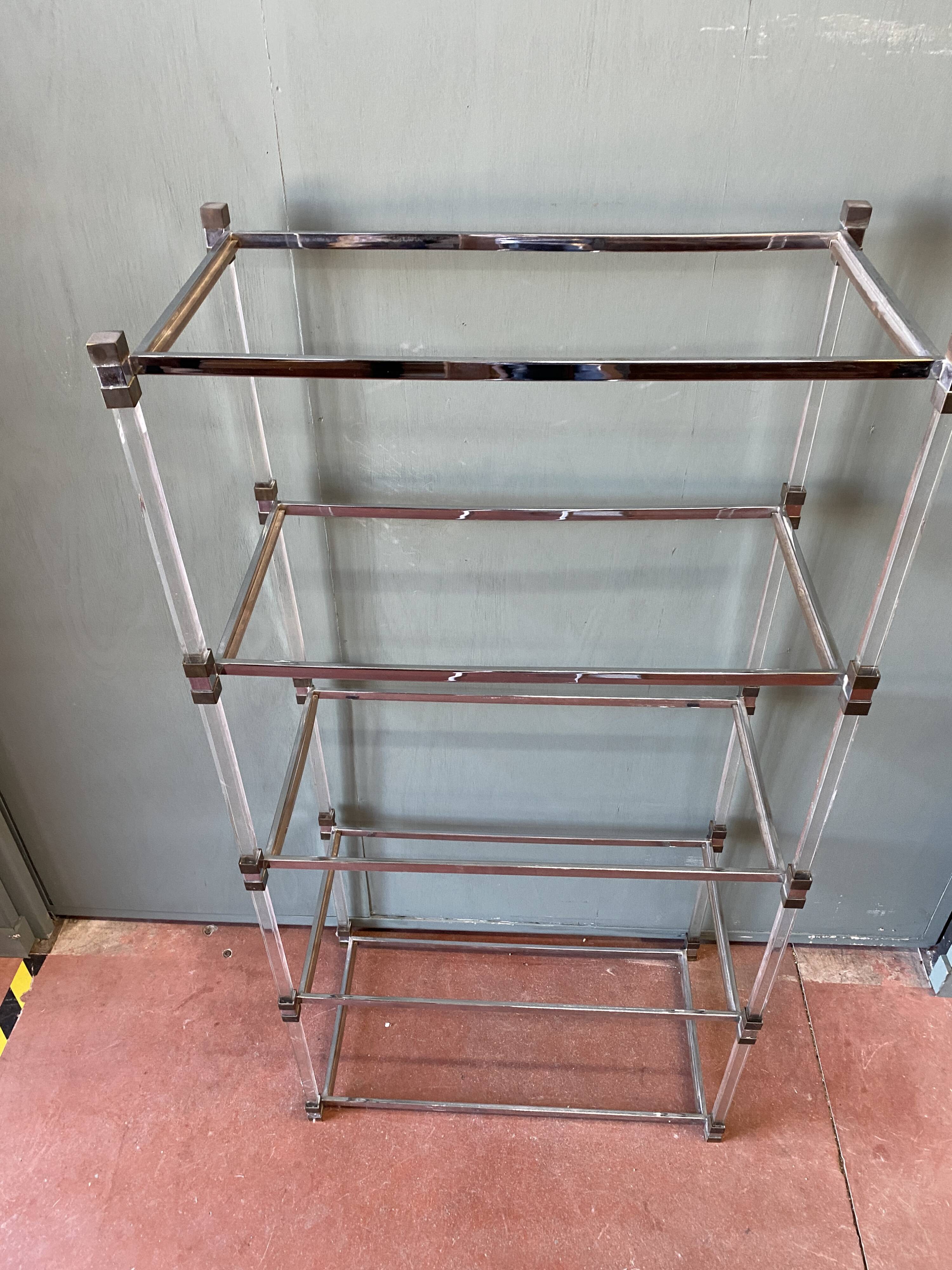 70s shelf in plexiglas and smoked glass