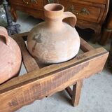 Old wooden jar holder with 3 clay jars