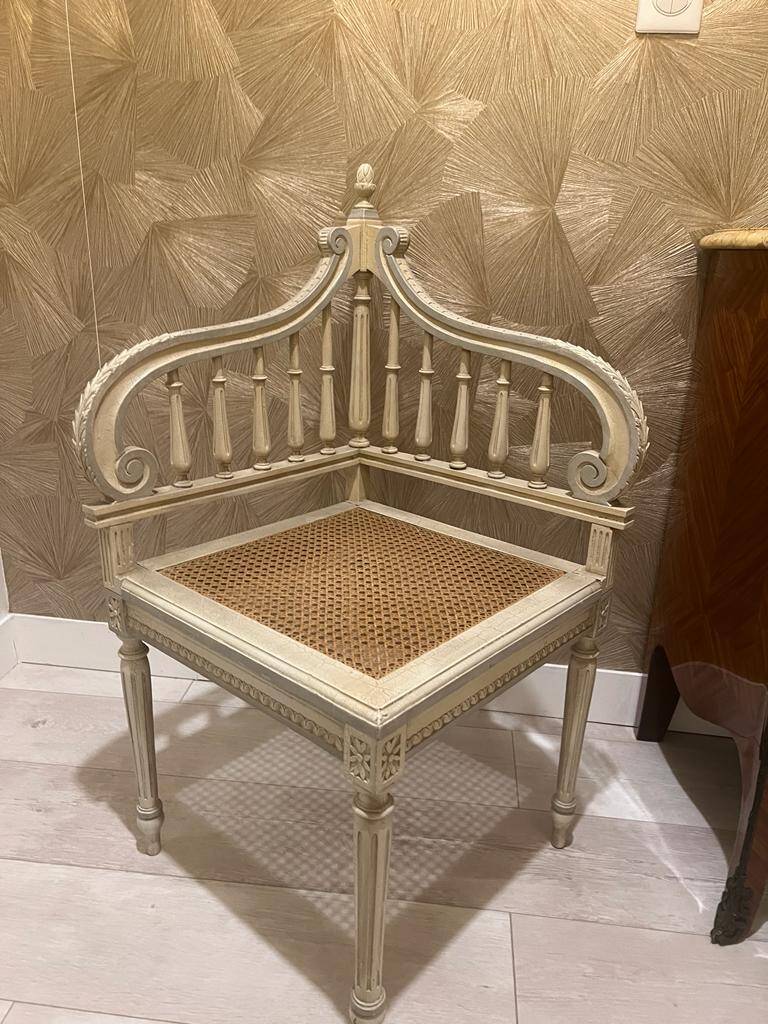 Louis XVI style wooden corner armchair