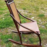 Leather and bamboo rocking chair