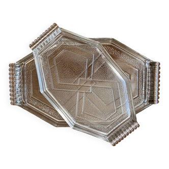 Set of 2 art deco glass trays