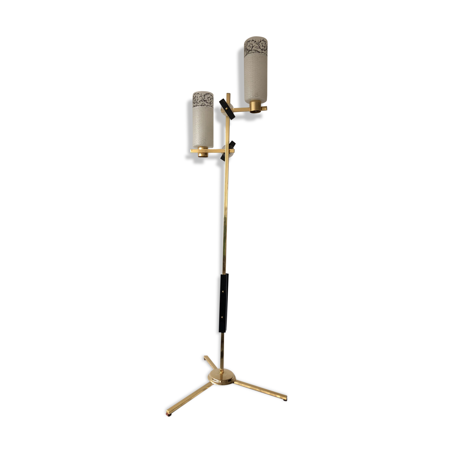 Maison Arlus floor lamp in metal brass and opaline