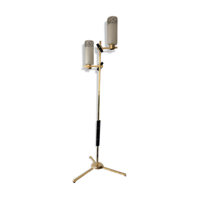 Lampadaire métal laiton et  opaline Maison Arlus