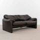 Brown leather 2-seater sofa Cassina Maralunga by Vico Magistretti