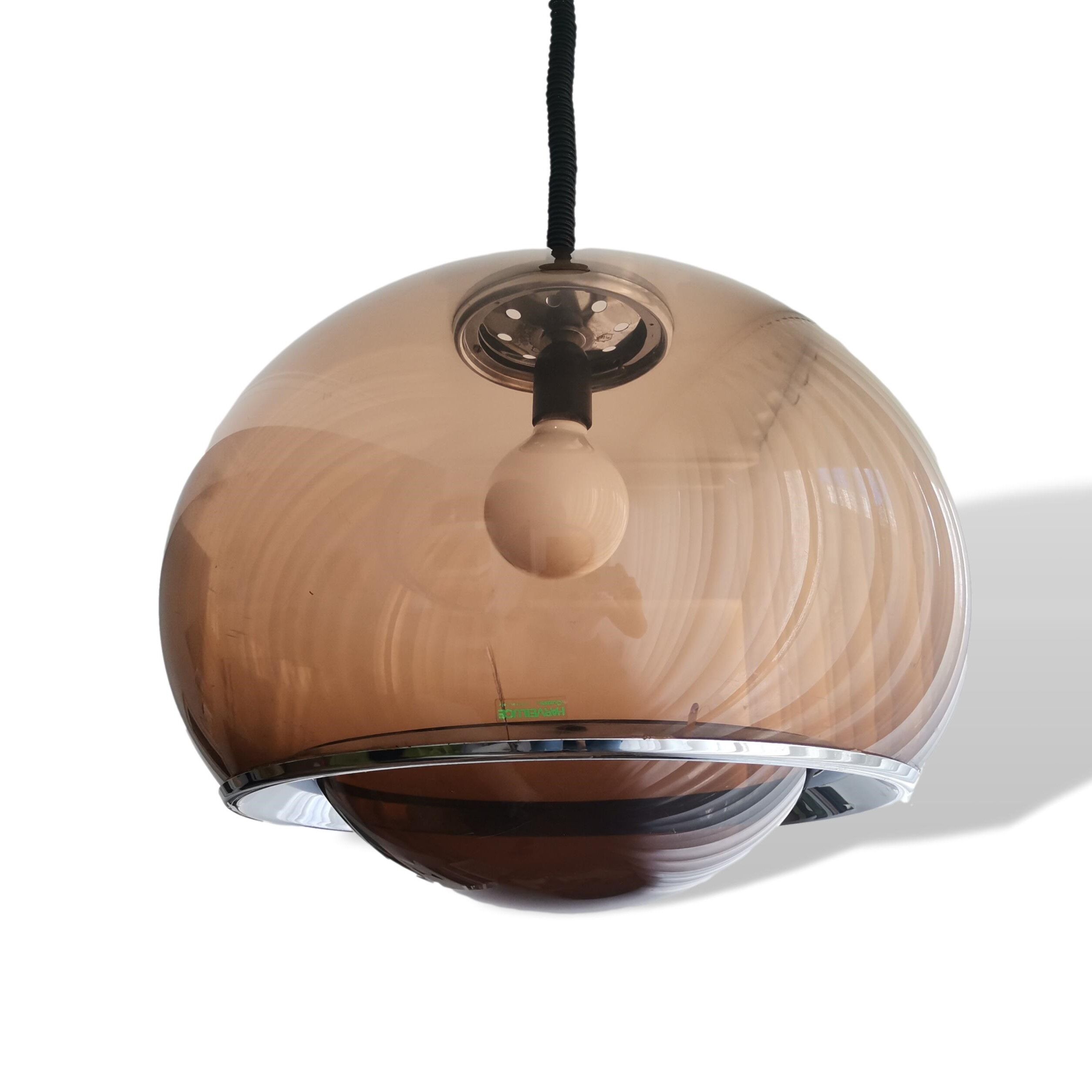 Meblo Guzzini 60s Italian pull down hanging lamp