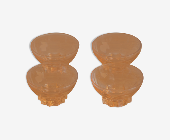 Lot de 4 coupelles en verre rose, art déco
