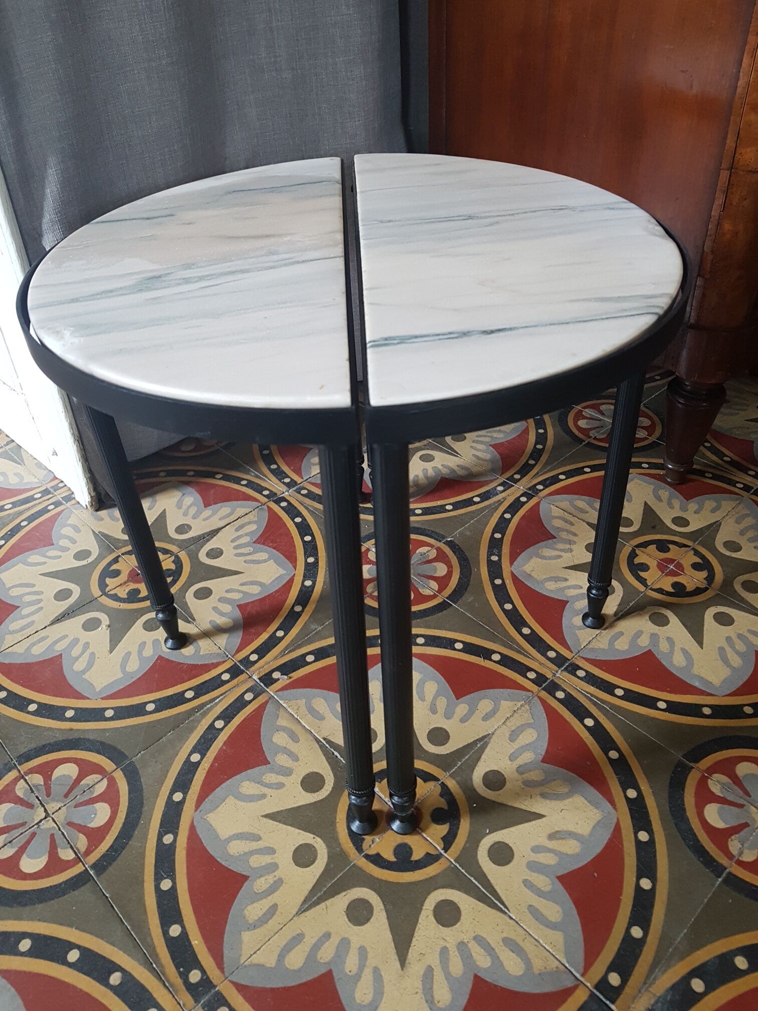 Pair of side tables half sphere marble 1970