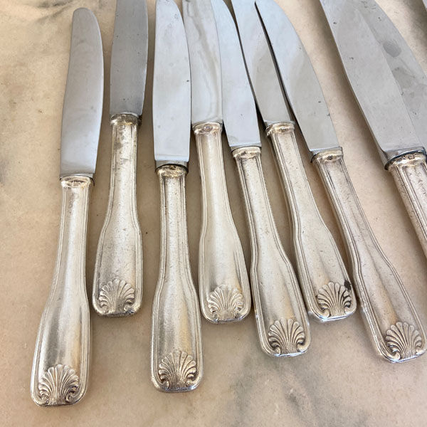 Set of 18 antique knives, silver metal