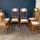 6 chaises en chêne et cuir blanc cassé