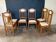 6 chaises en chêne et cuir blanc cassé