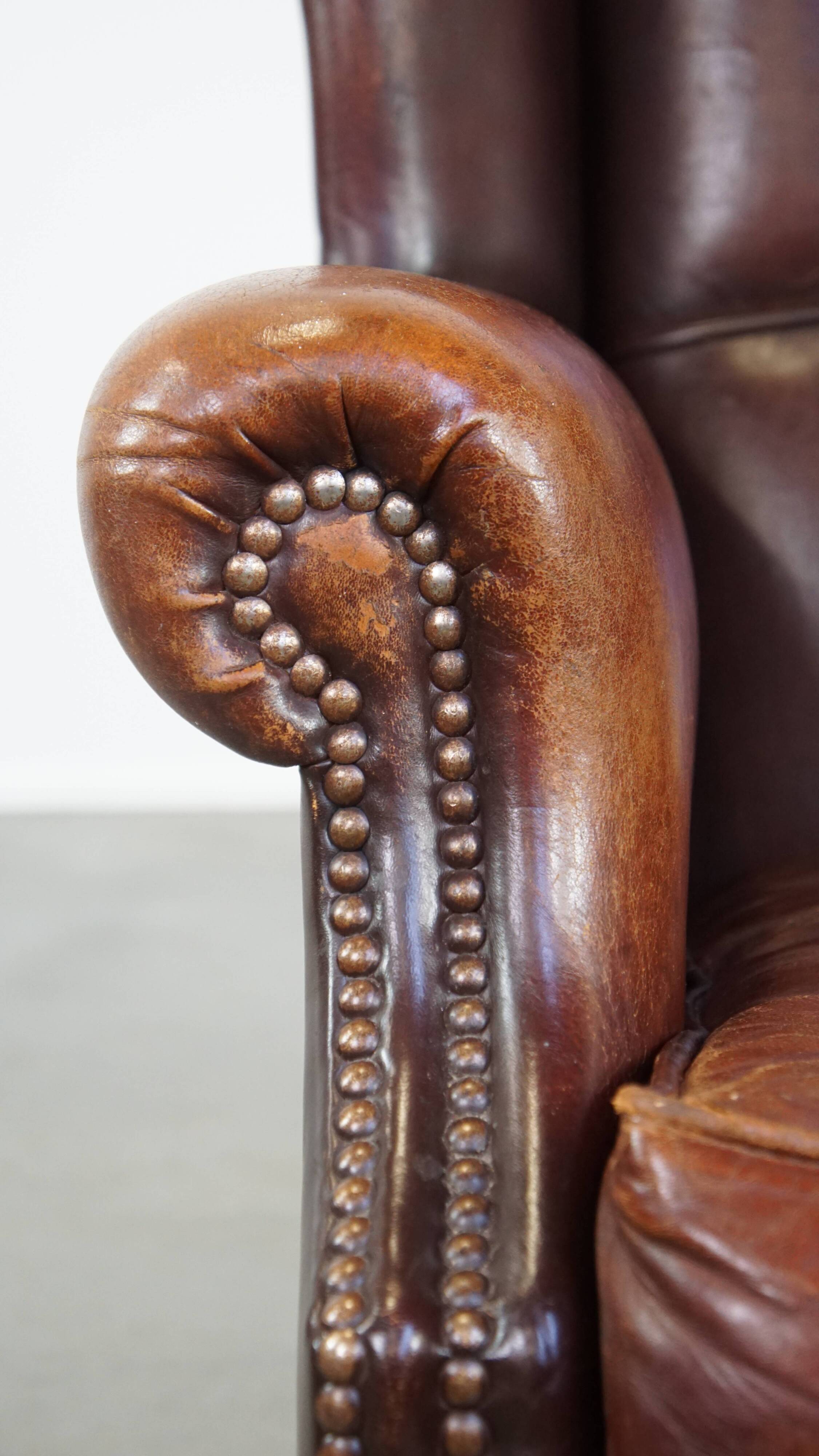 Vintage Sheepskin Wingback Chair
