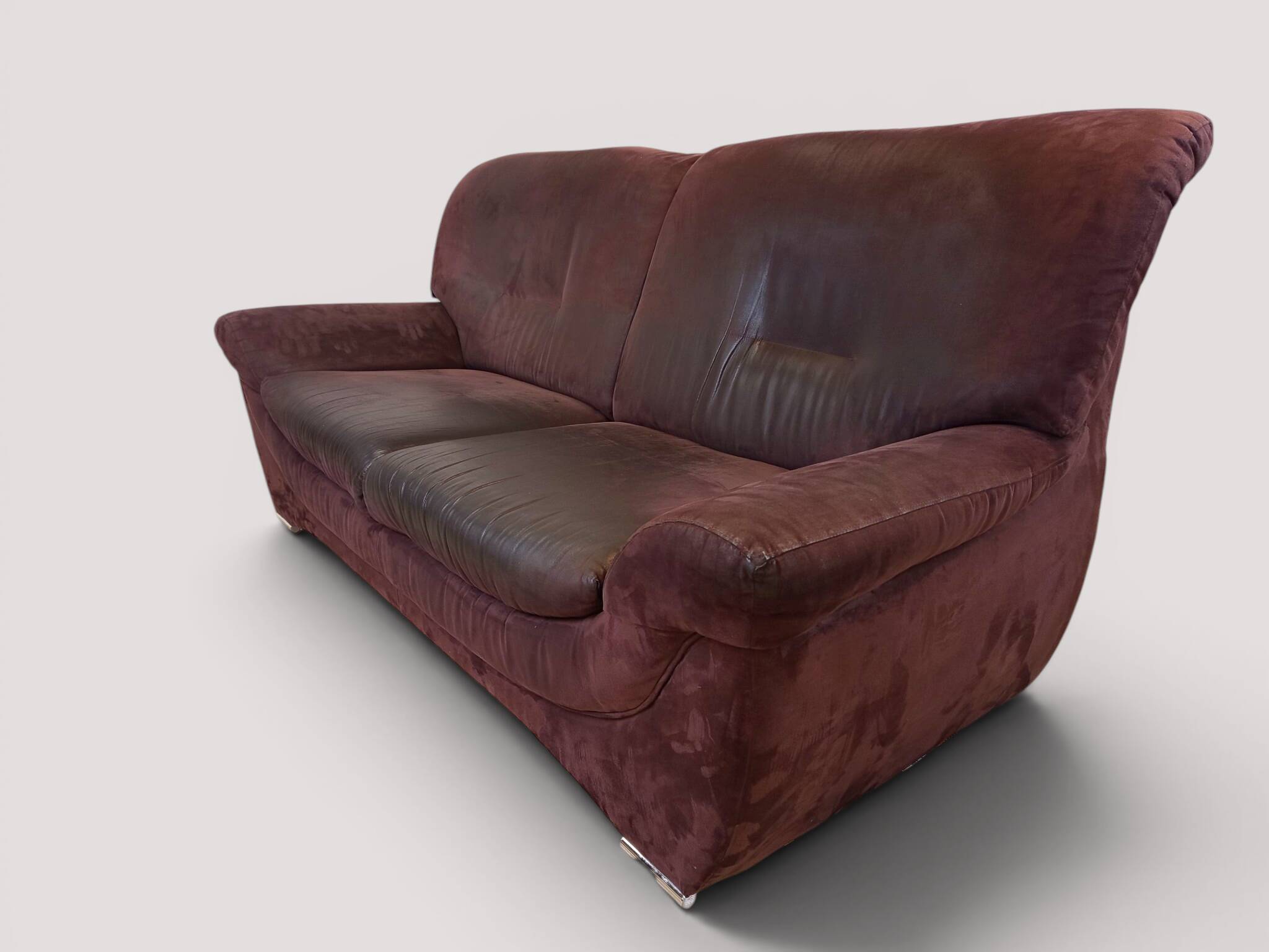 Vintage brown nubuck leather 2-seater sofa "Charisma" – 1980s