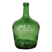 Dame Jeanne vintage emerald green glass demijohn 25cm