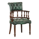 Chaise de bureau / chaise d'appoint Chesterfield en cuir de vache marbré vert classique