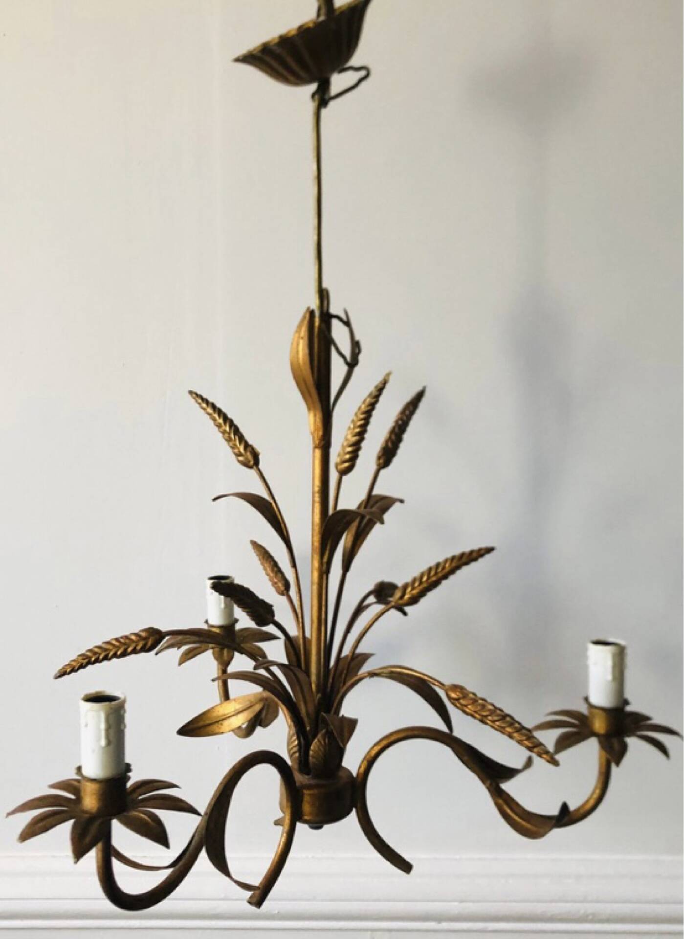 Florentine chandelier in wheat ear style by Hans Kögl Hollywood Regency