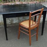 Black lacquered pine desk table