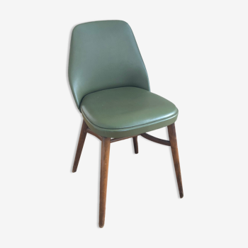 Chaise cuir couleur olive, année 50