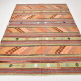 Tapis Kilim Vintage tissé à la main 6x8, 177x242Cm