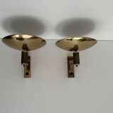 Pair of vintage chrome and brass wall lights, Italy 1980