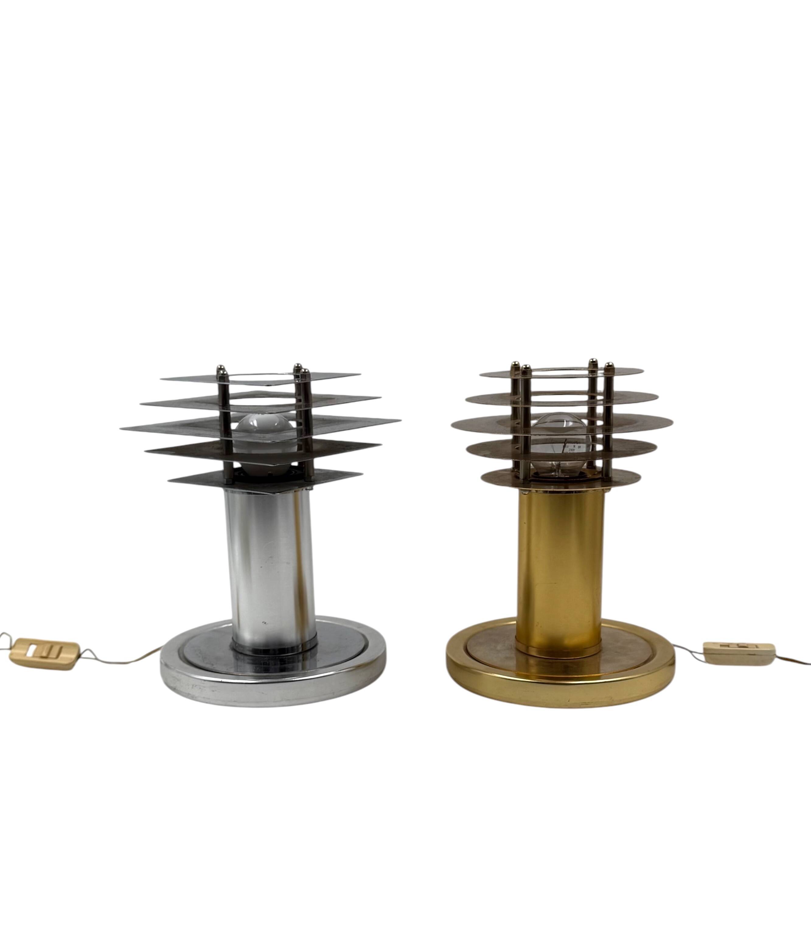 Space age set of 2 table lamps, Italy 1970s