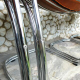 Series of 4 chairs Sabrina design Gastone Rinaldi for Rima, tawny leather, 1970