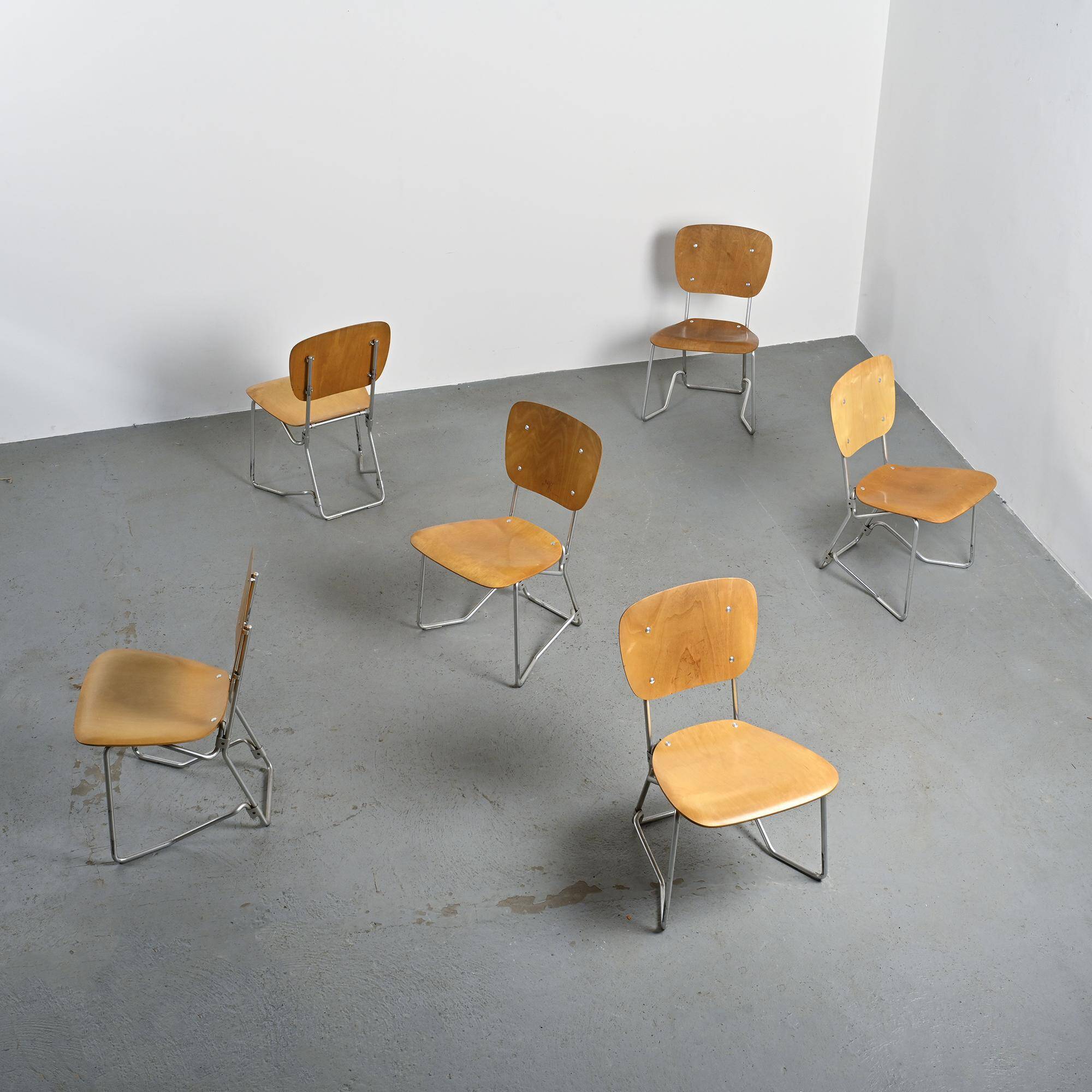 Set of 6 Alu-Flex chairs by Armin Wirth, circa 1965.