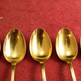 Service 11 spoons mocha gold metal Christofle Alfénide model Pompadour