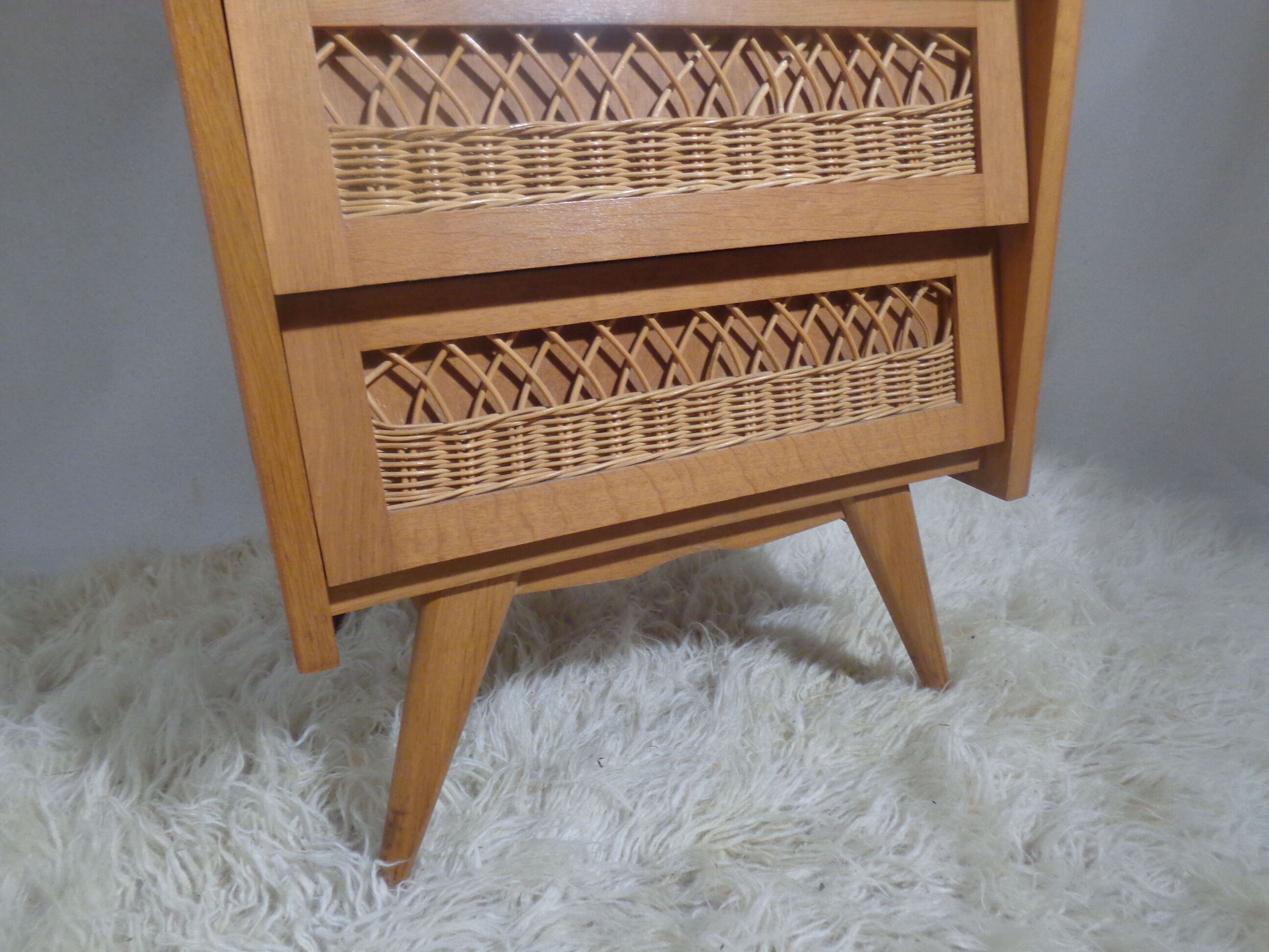 Dresser chest vintage wood and rattan of the 50 feet compass