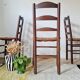Set of 3 wooden and straw chairs - brutalist look
