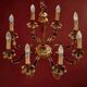 Lustre ancien en laiton doré massif style Louis XV rocaille à 8 feux – années 50 70