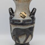 Roger Guérin (Bouffioulx) - Art Deco Vase Salt Glaze - Antelope Decor - 1930