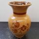 Beige ceramic vase with vintage brown flower decor