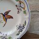 Vintage Longchamp plate handmade with bird and flower decoration, 25.5cm.