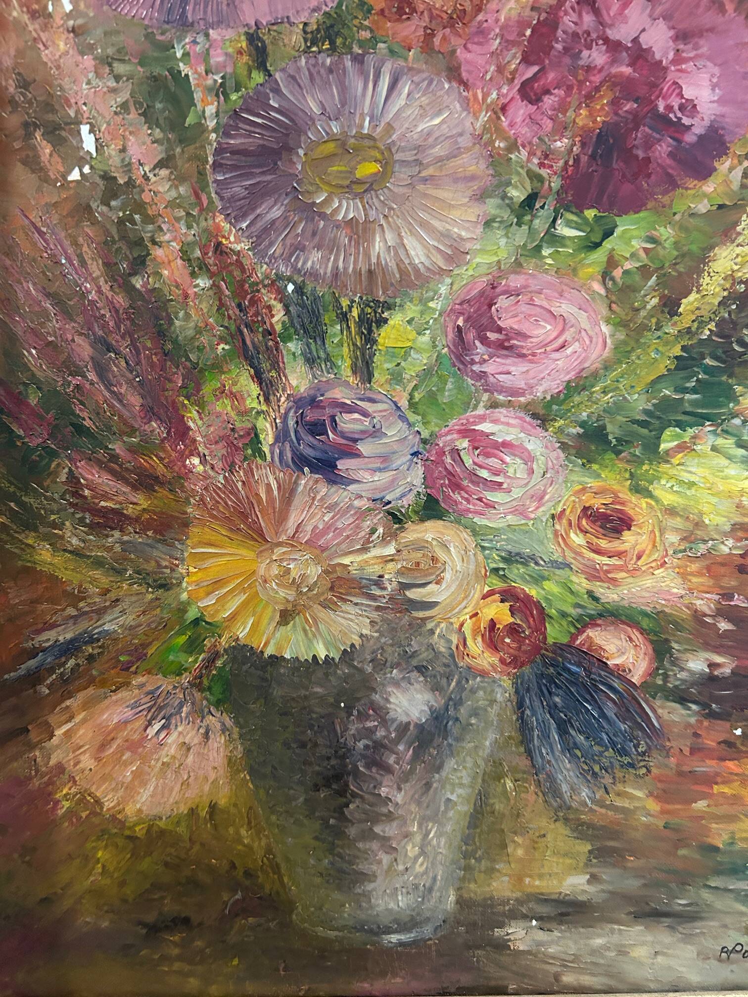 " Bouquet "oil on canvas from the 1950s