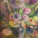 Huile sur toile, bouquet, années 50