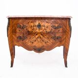 Chest of drawers with intarsia and marble top, France, circa 1880.