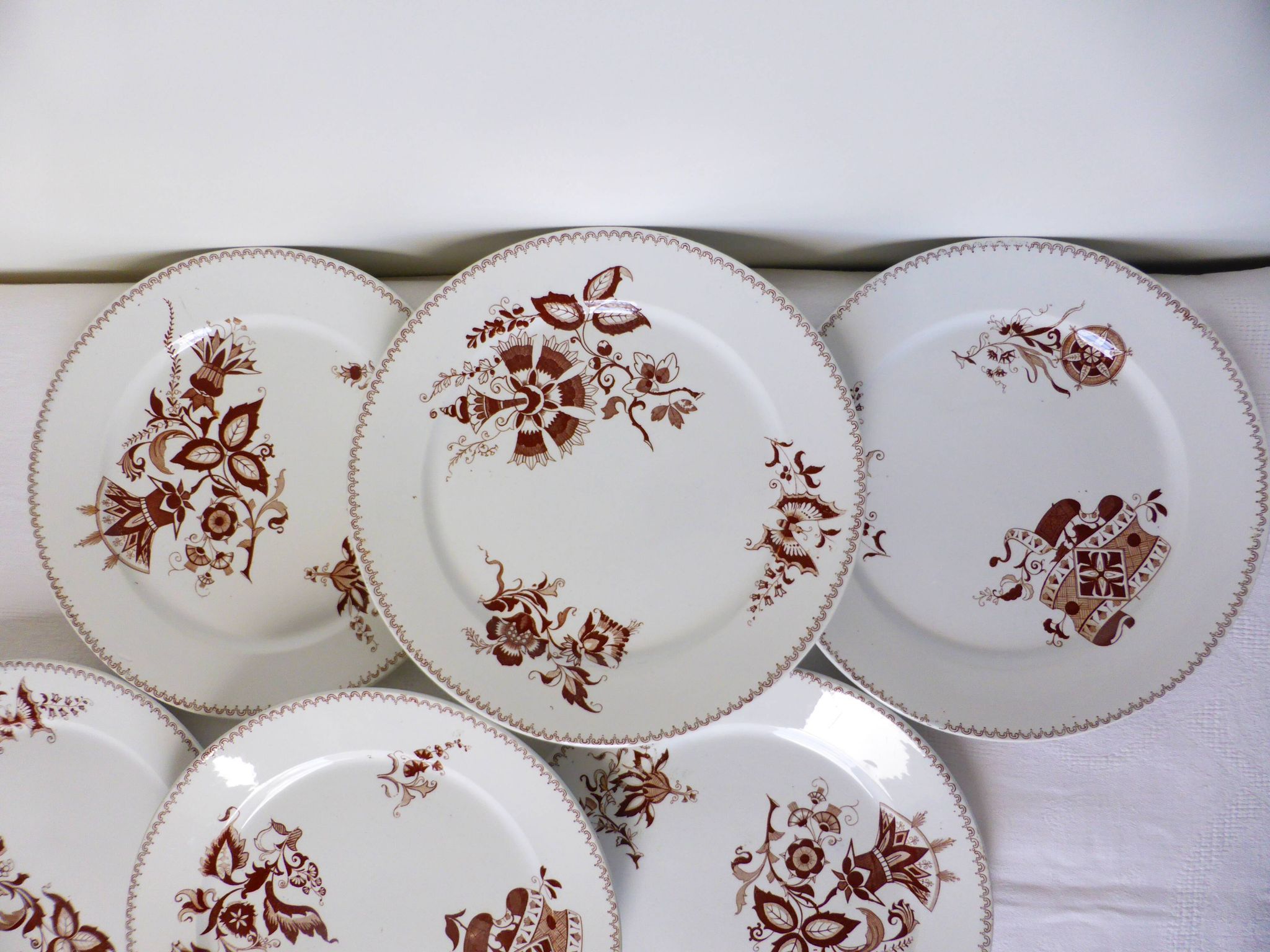 Set of 6 vintage Sarreguemines dinner plates, Danish pattern 210412