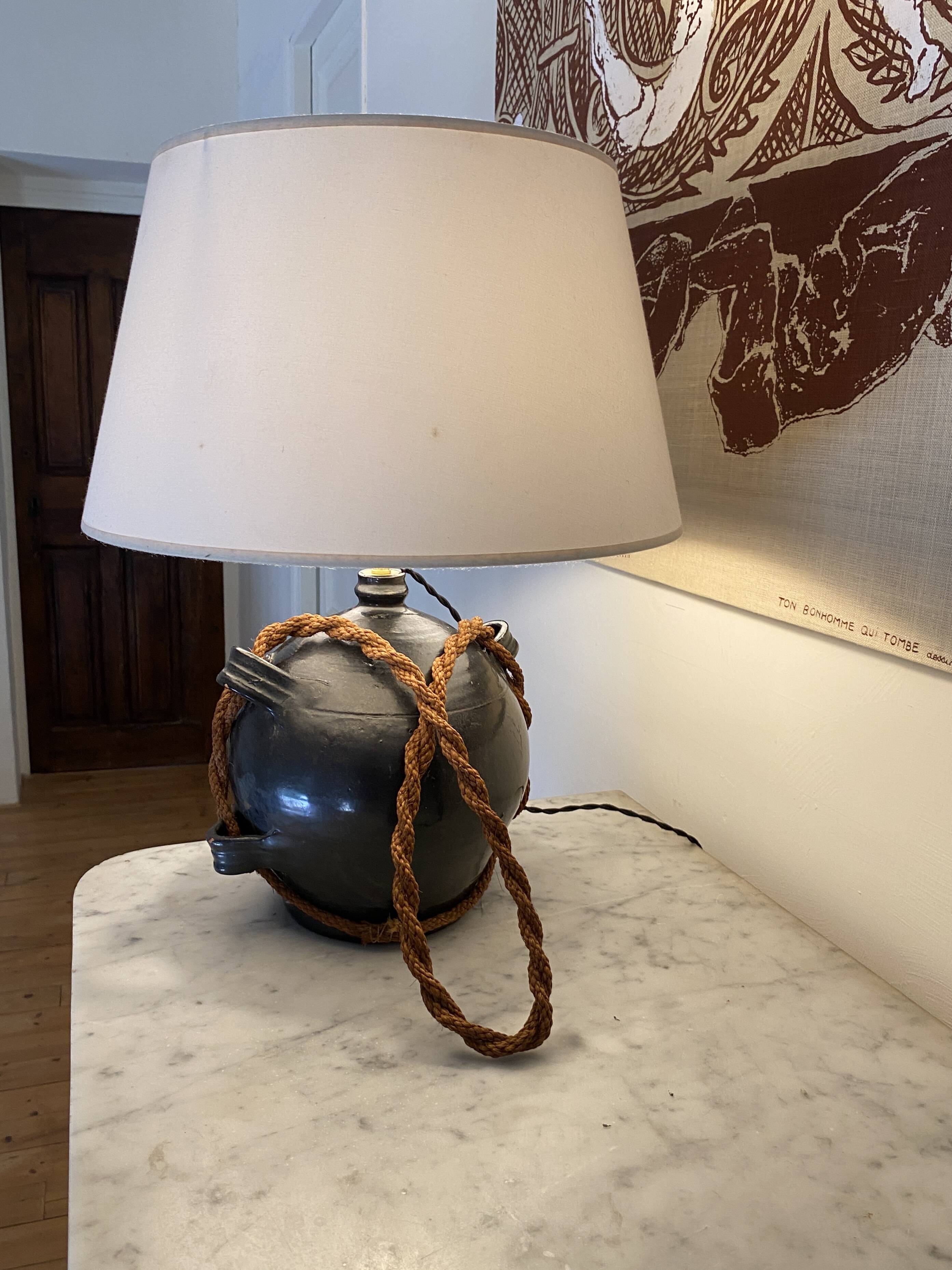 Ceramic lamp, 2M fabric cable, cotton lampshade