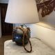 Ceramic lamp, 2M fabric cable, cotton lampshade
