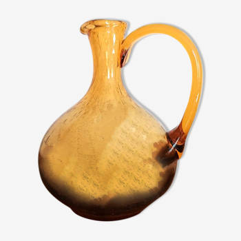 Yellow ochre water jug in Biot glass, 1960