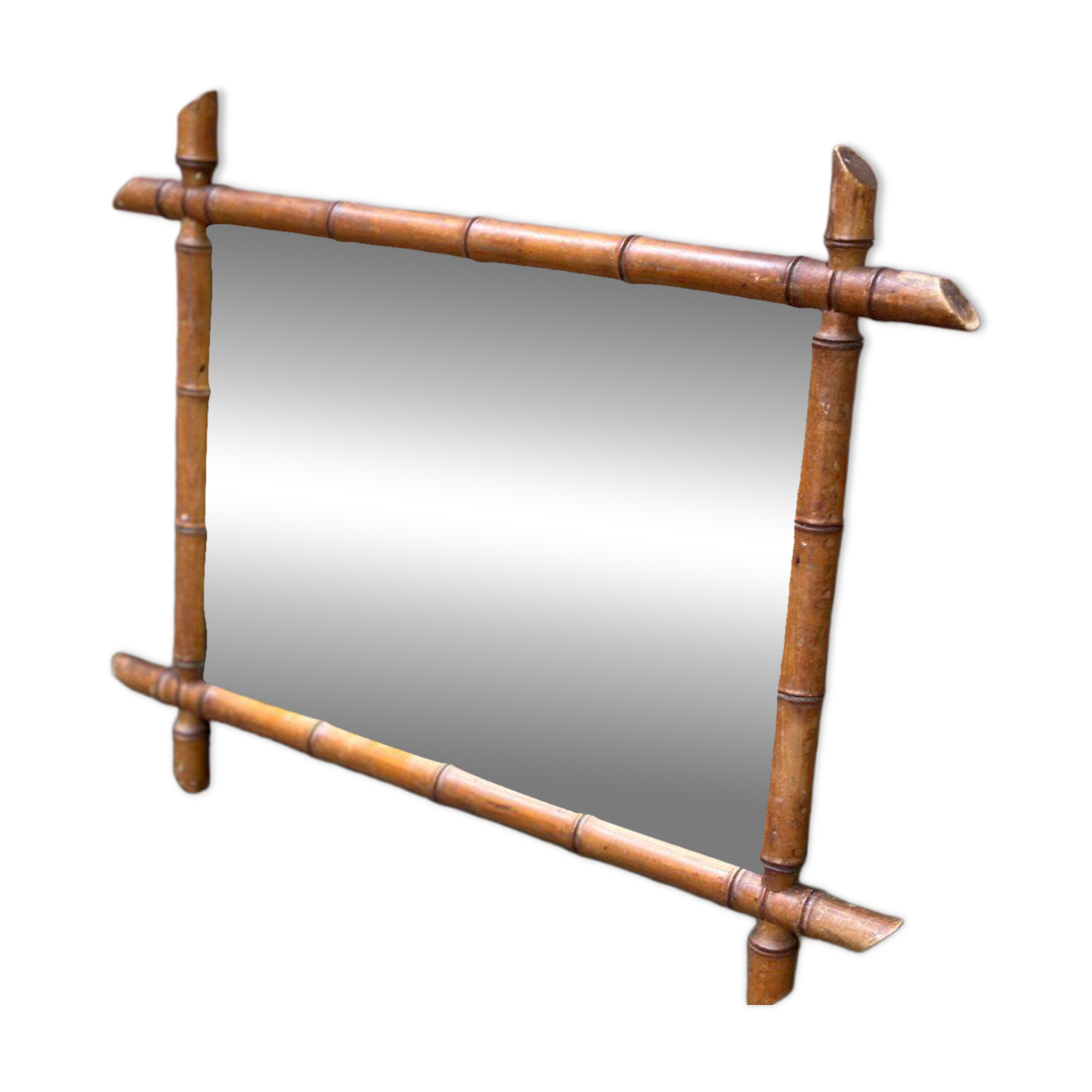 Vintage mirror in faux bamboo from the late 19th century 60x50cm