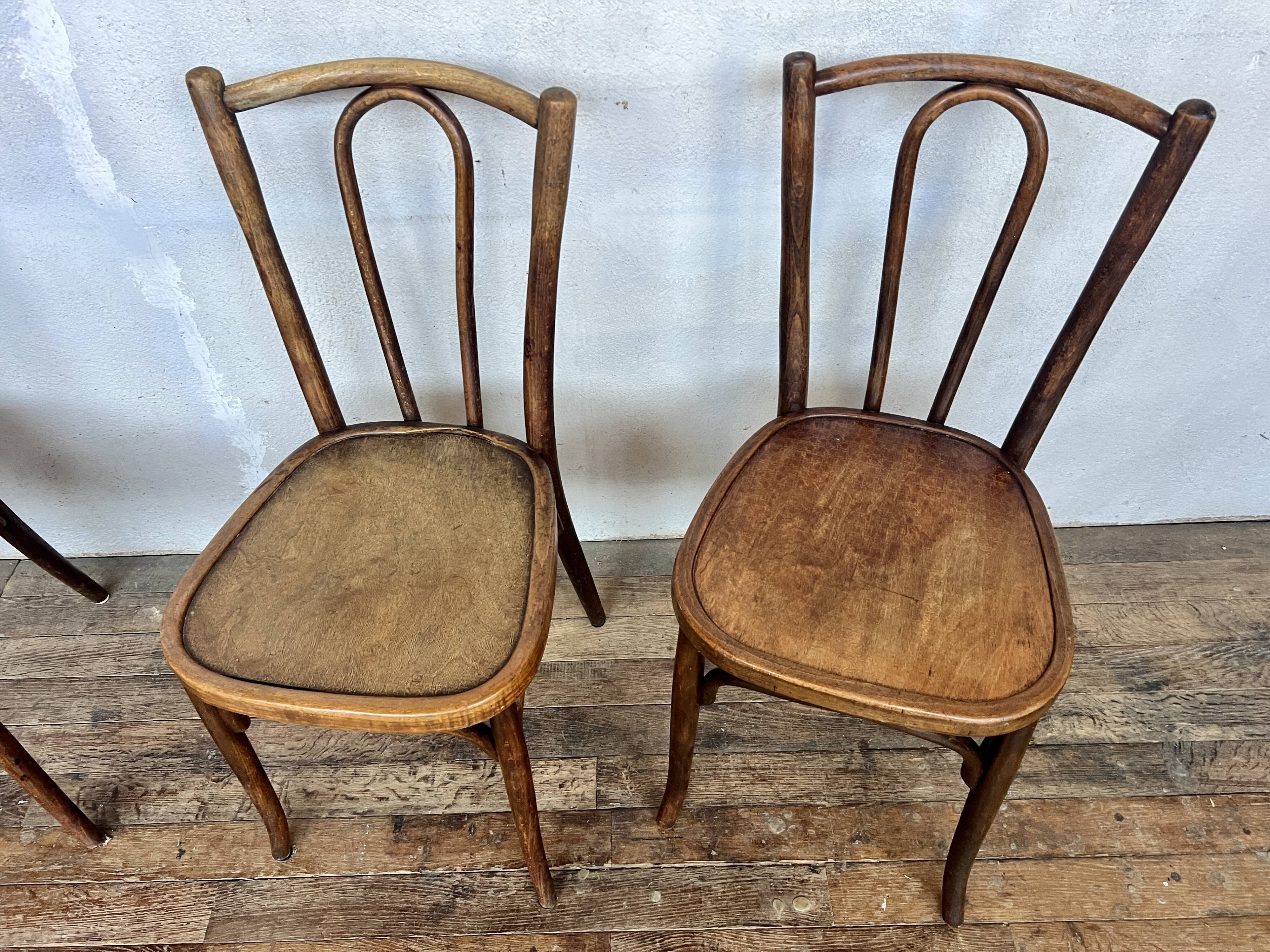 Set of 4 vintage wooden bistro chairs